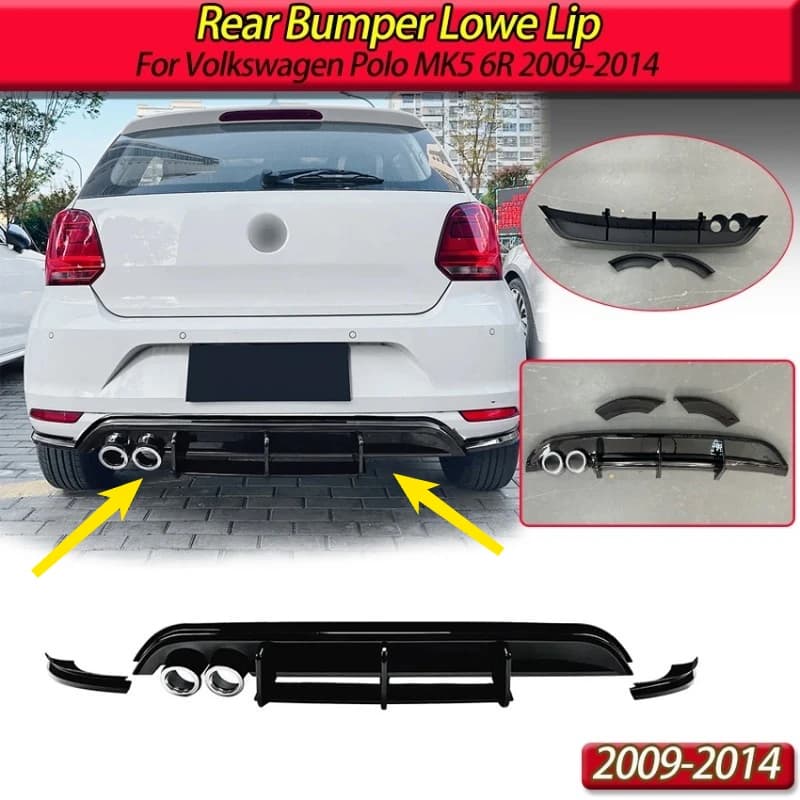 For Volkswagen Polo MK5 6R 2009-2014 Rear bumper Lowe Lip Diffuser Spoiler Splitter Protector Edit car Body Kit Tuning