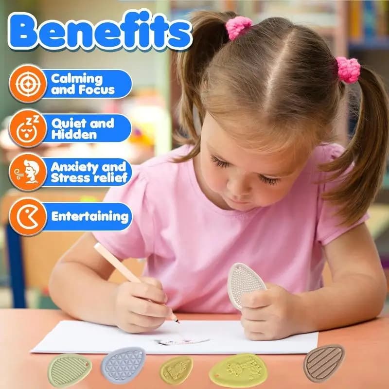 ADHD Fidget Toys Adults Sensory Silicone Stones 6 Pack Textured for Autism Kids Calming Stress School Home Use