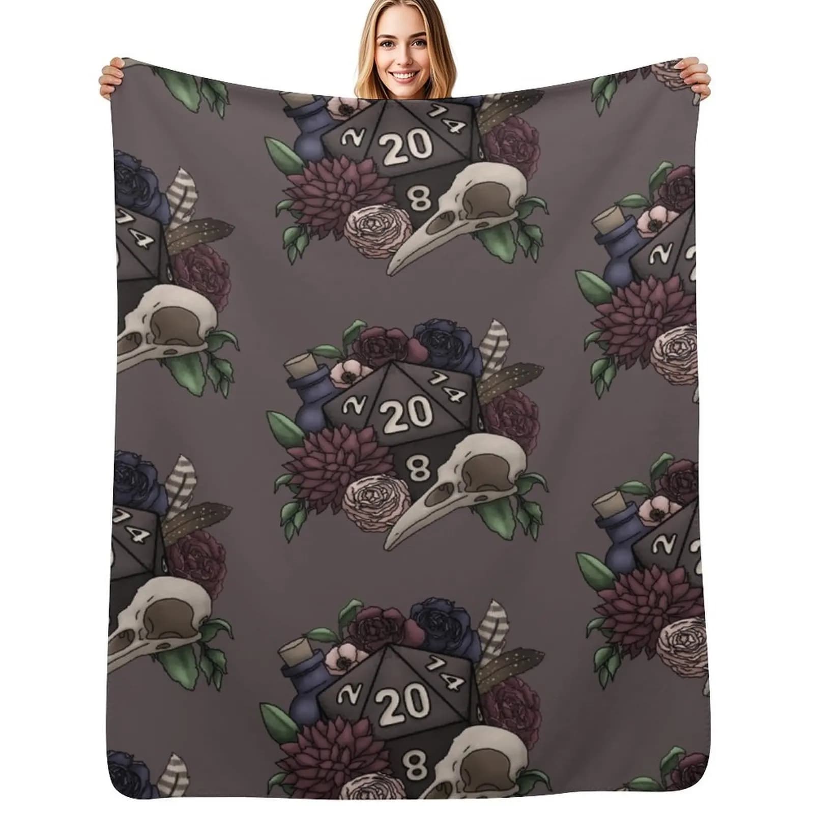Necromancer D20 Tabletop RPG Gaming Dice Throw Blanket Cozy Throw Blanket for Bed Sofa Chair