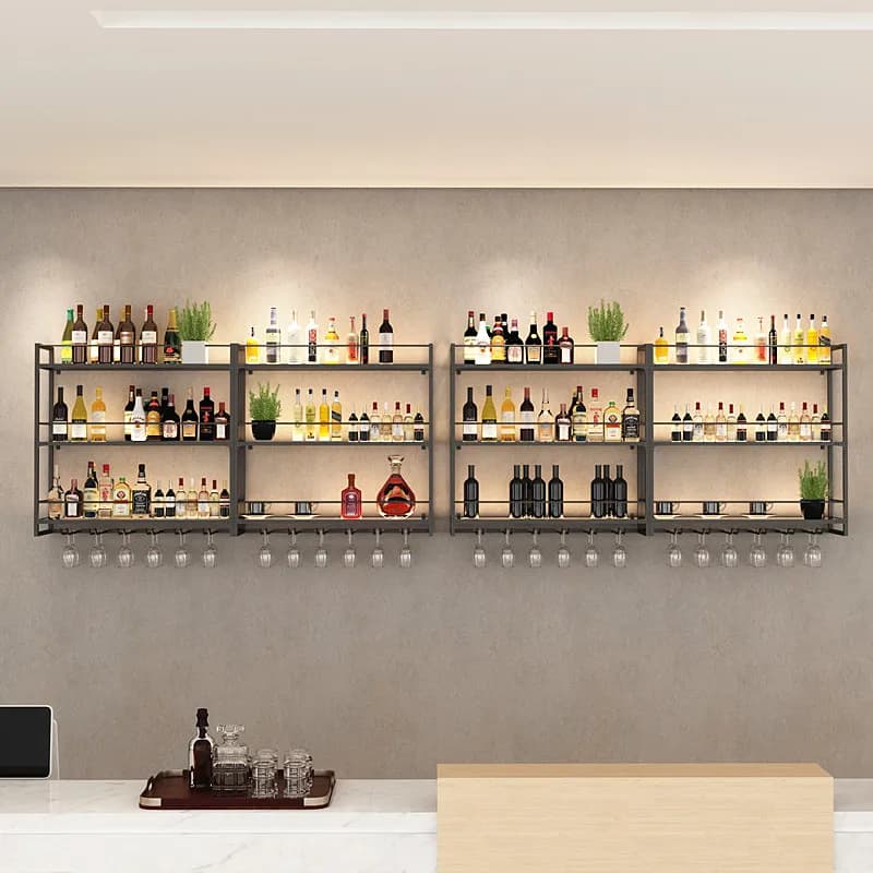 # Portabottiglie e Portabicchieri da Parete in Ferro Battuto con Design a Pannello Moderno per Casa, Bar, Ristorante, Hotel