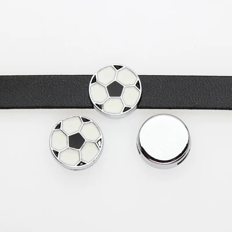 50 Pezzi/Lotto Charm a Forma di Pallone da Calcio con Foro da 8MM, Accessori in Lega per Braccialetti e Creazione di Gioielli