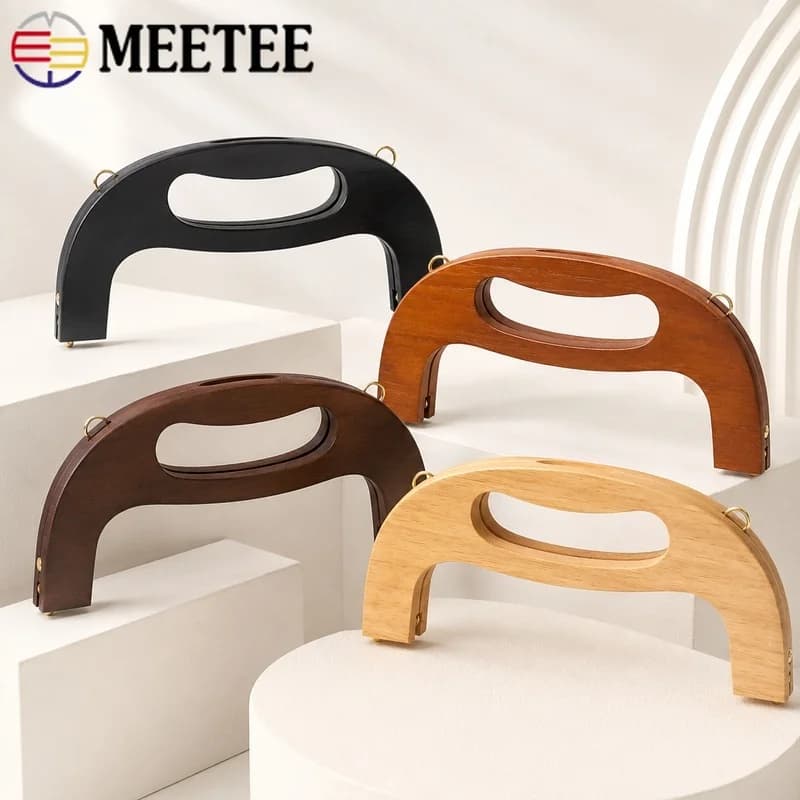1-2 Pezzi 24.5x12cm Manico in Legno per Borsa, Chiusura a Scatto per Borsa all'Uncinetto, Accessorio Hardware per Cucito