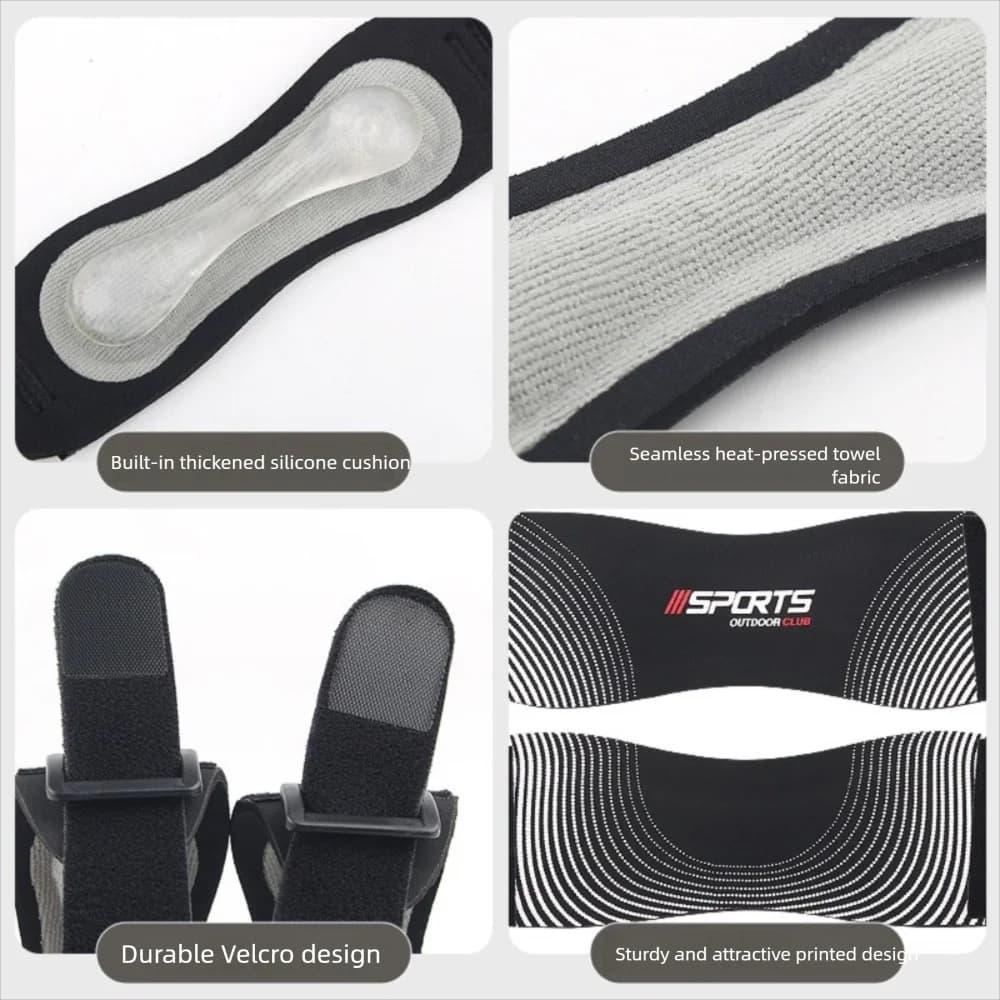 Supporto per Ginocchio Regolabile con Fascia Ergonomica a Pressione, Doppio Cuscinetto in Silicone, Comoda Fascia per Ginocchio