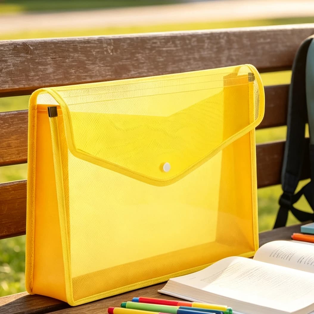 Large Capacity Snap Button Transparent Plastic File Bag A4 A5 Undivided Extension Folder Office School Document Holder