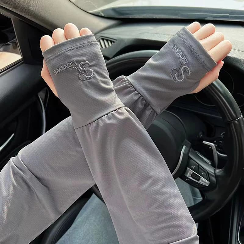 New 1 Pair Letter Loose Sleeves Women Sunscreen Elastic Driving Gloves Outdoor UV Protection Arm Cover Sleeves Comfortable