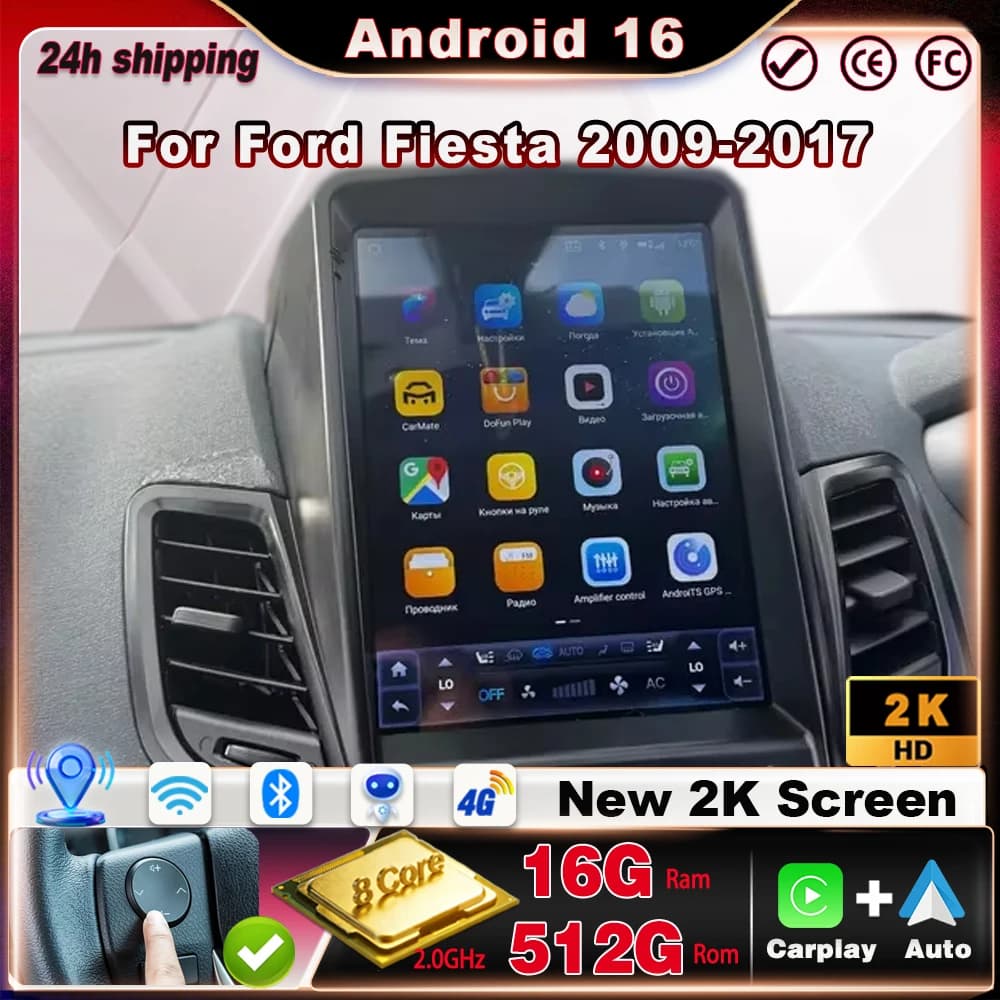 9.7" Car Radio For Ford Fiesta 2009-2017 Android Auto CarPlay Multimedia Navigation Stereo Monitor Video Player Touch Screen