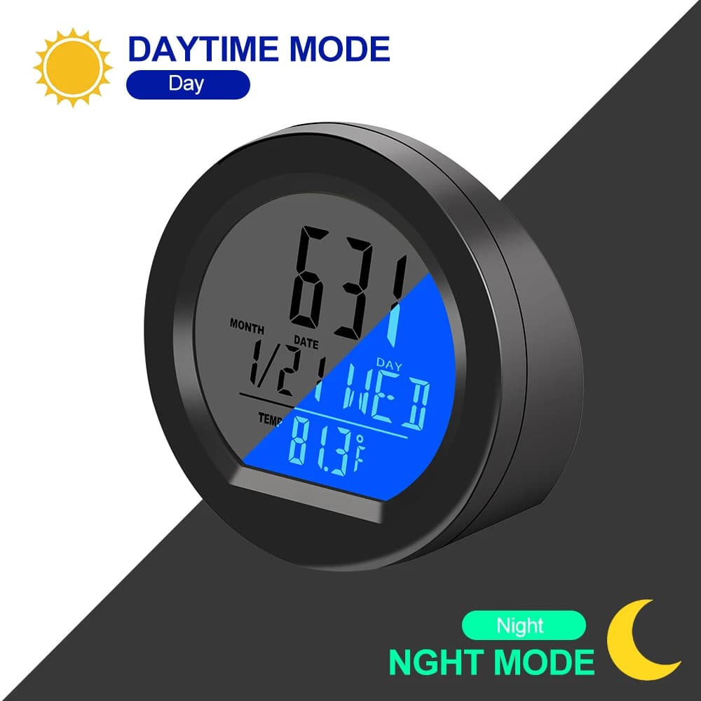 Orologio elettronico per auto Display digitale a LED Tempo con retroilluminazione Orologio per auto solare Termometro per cruscotto Accessori auto