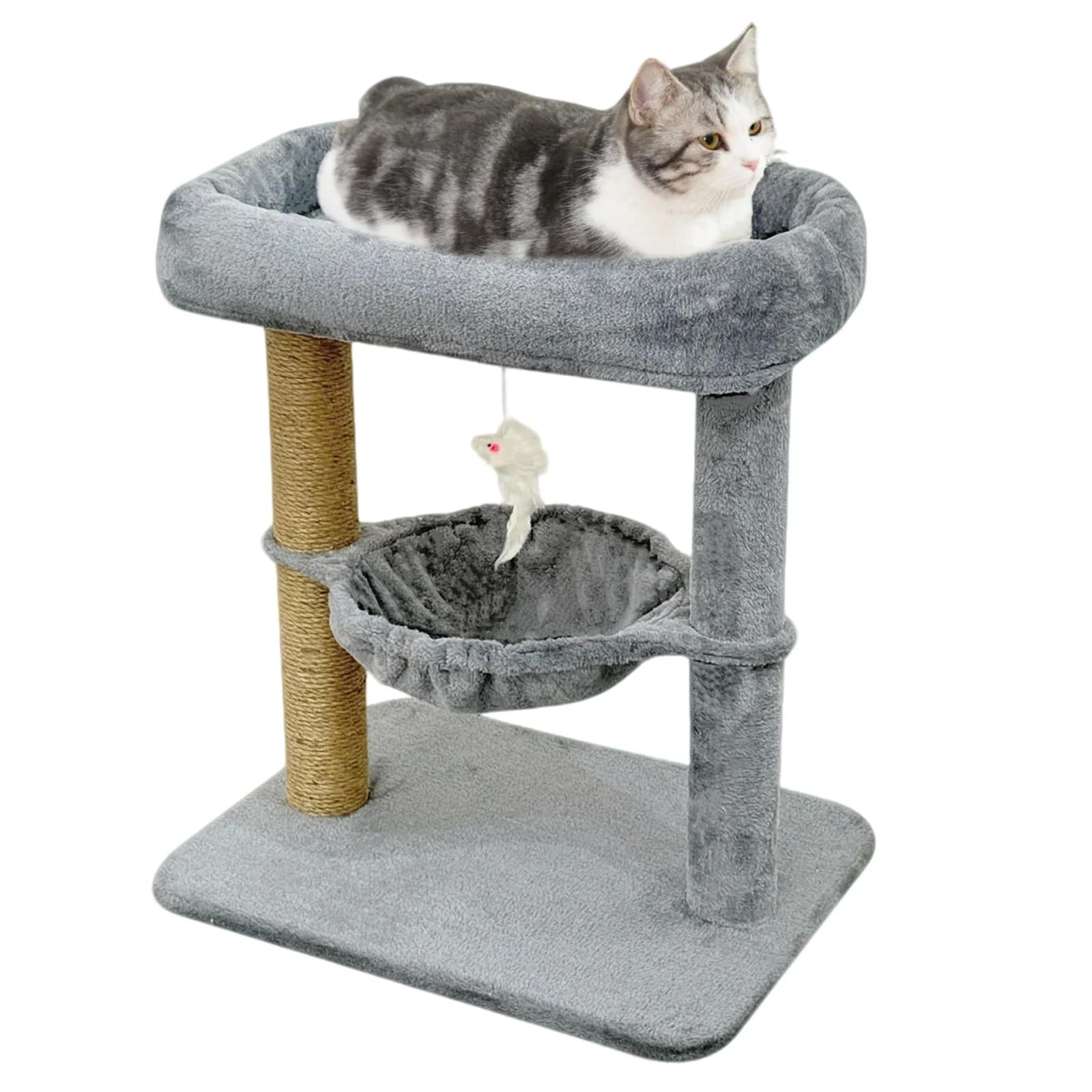 Baohe - Albero per gatti piccolo da 24 pollici per gatti di taglia grande, include tiragraffi e cuccia accogliente - Arredamento per gatti resistente e facile da montare