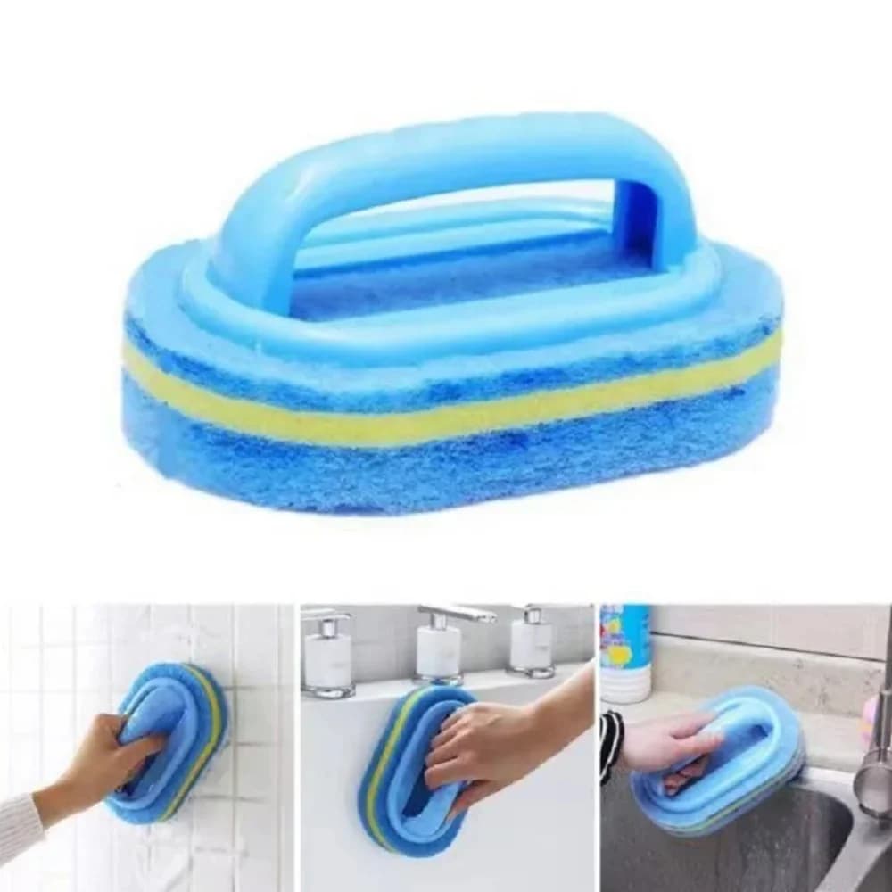 Spugna magica per la pulizia di cucina, bagno e WC, spazzola per la pulizia di vetri e pareti, spugna con manico, spazzola per la pulizia di fessure di finestre in ceramica