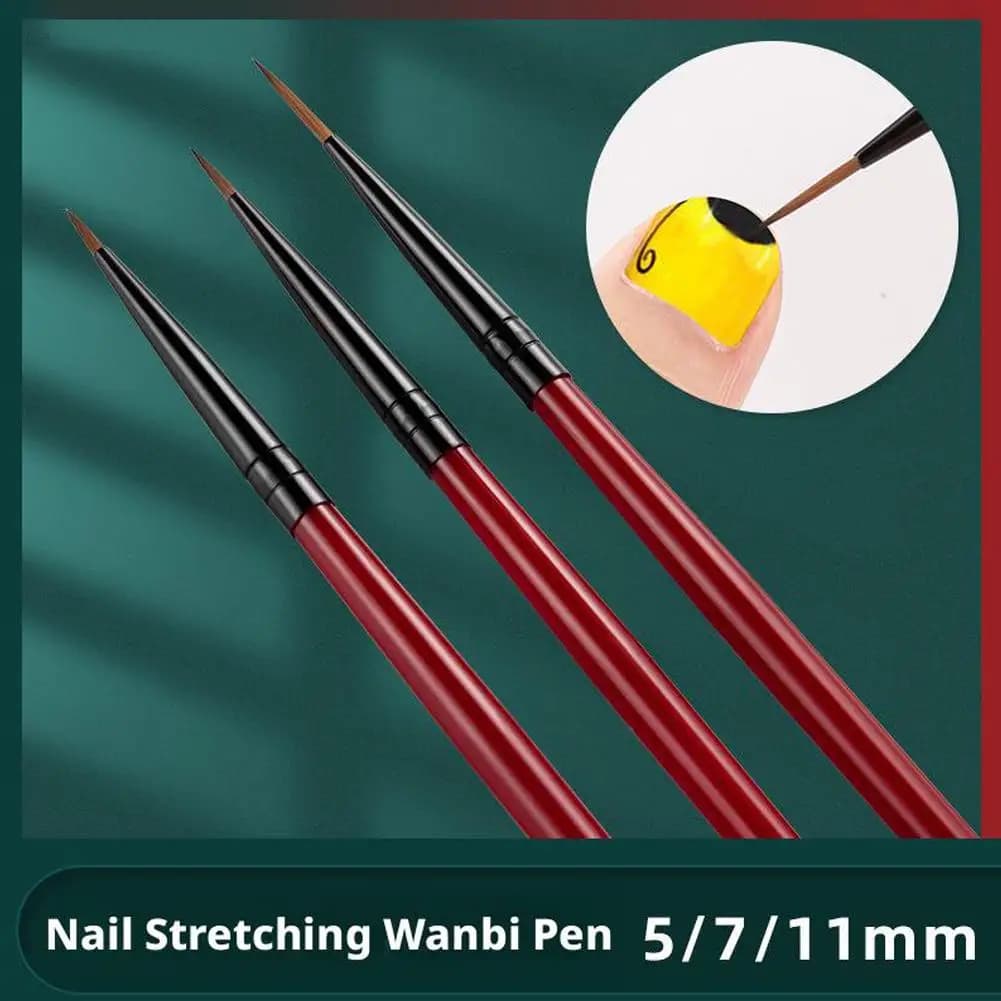 Set di 3 Pennelli per Nail Art, Pennello Sottile per Disegno a Strisce, Penna per Disegno Linee, Strumenti per Manicure DIY con Gel UV e Design Francese