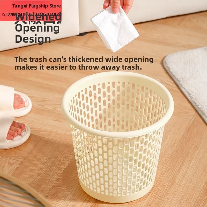Large Capacity Plastic Trash Can for Home Living Room Kitchen Bedroom Toilet Uncovered Big Size Paper Basket Household Waste Bin