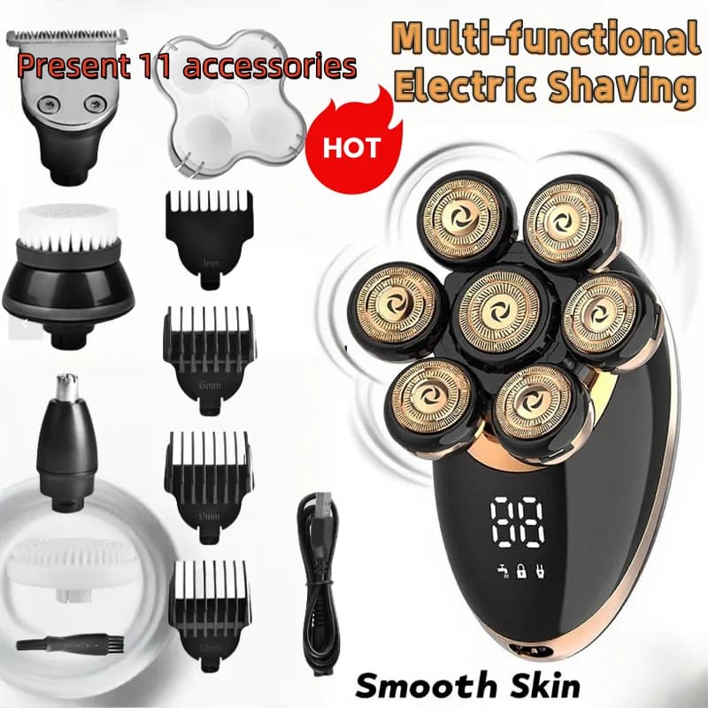 Electric Shaver 7 Head Floating Cutting Head Base USB Charging Portable Haircuts Beard Machine Man Electric Shaver Razor For Men