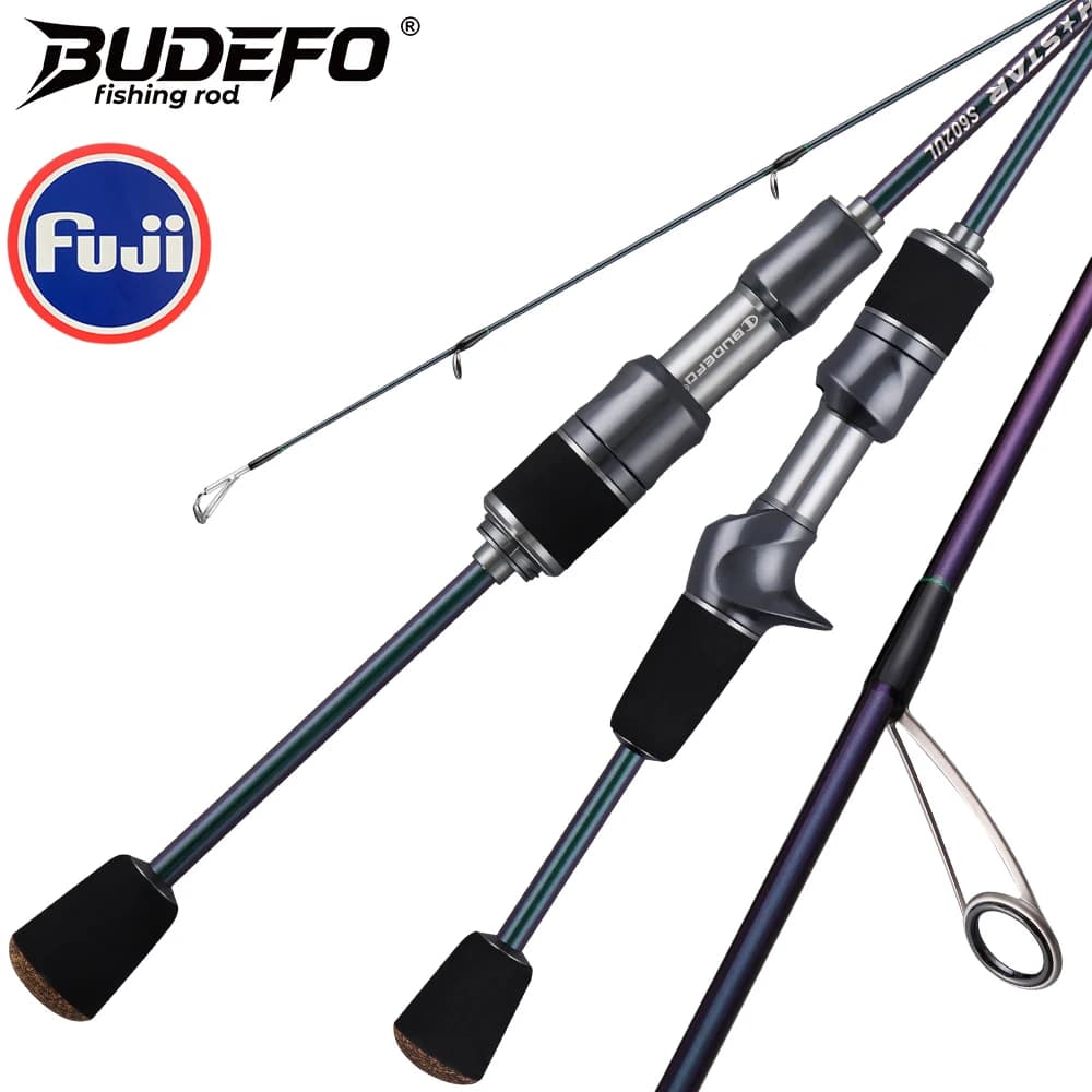 BUDEFO Canna da pesca Spinning Casting 1.98-2.44M UL 2 sezioni Guida FUJI Canna da pesca Peso esca 2-10G per spigola