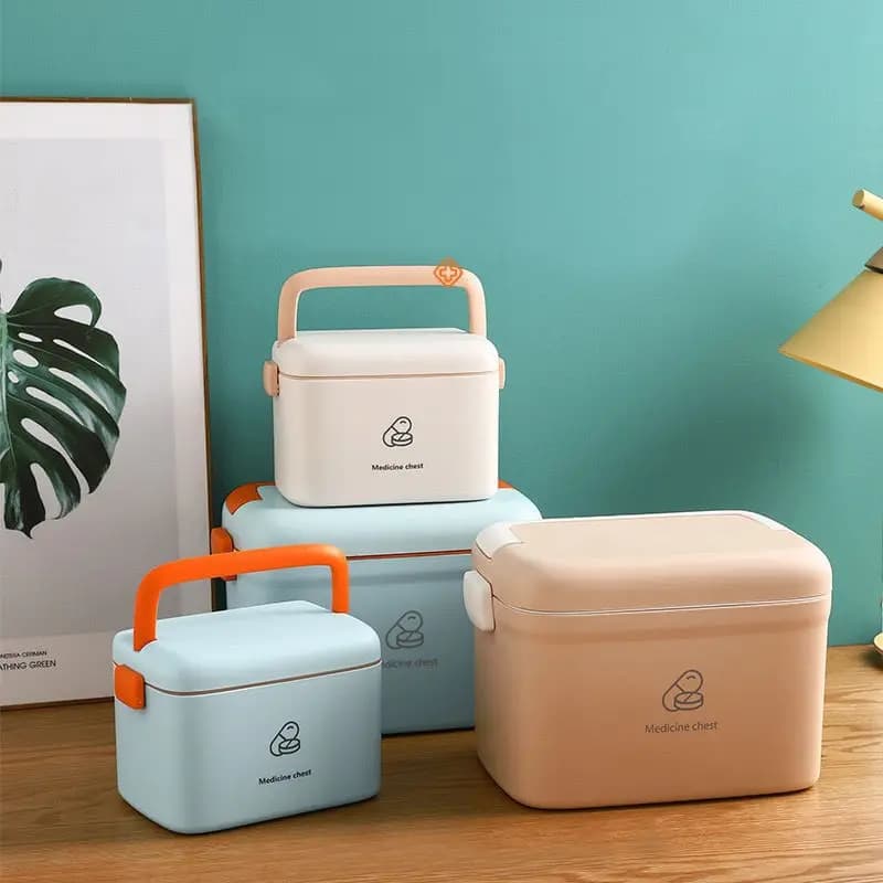 Portable Plastic Medicine Box First Aid Kit Storage Box Family Office Travel Emergency Kit With Organizer For Drugs With Handle