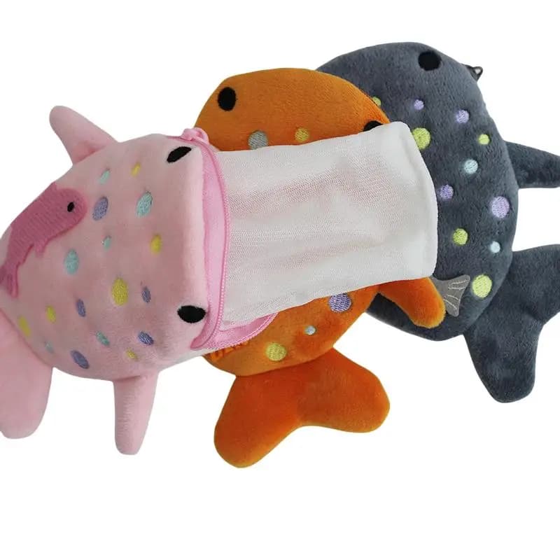 1 Piece Plush Zipper Coin Wallet Fashion Cute Blue Shark Mini Whales Coin Purse Women's Small Change Bag Key Earphone Pouch