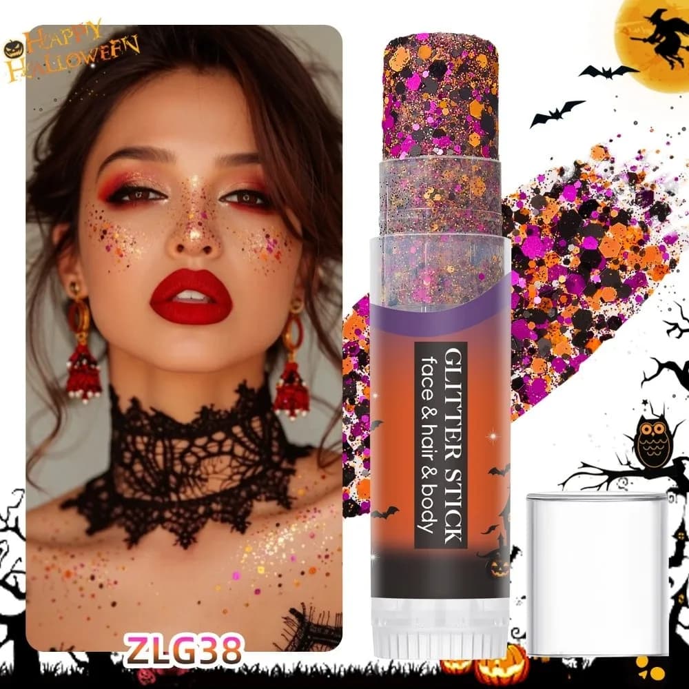 Gel Texture Body Art Glitter Stick Multi-Purpose Flash Effect Facial Eyeshadow Stick Sequin Shiny Lip Hair Makeup Stick Festival