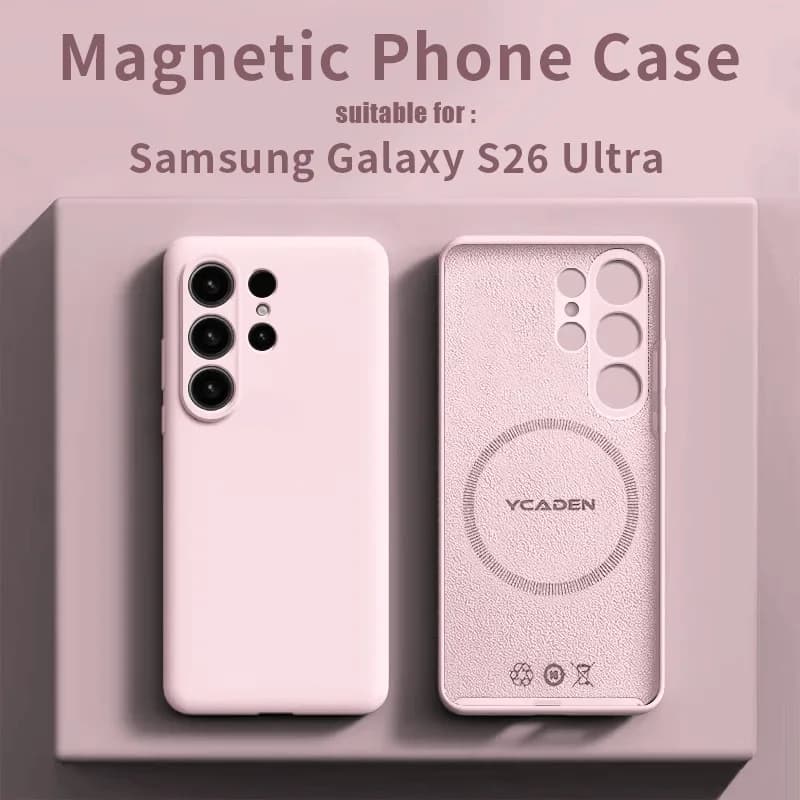 Silicone Liquid Magnetic Case for Samsung Galaxy S26 S25 S24 S23 Ultra Plus S26Ultra, Soft Back Cover with Wireless Charging