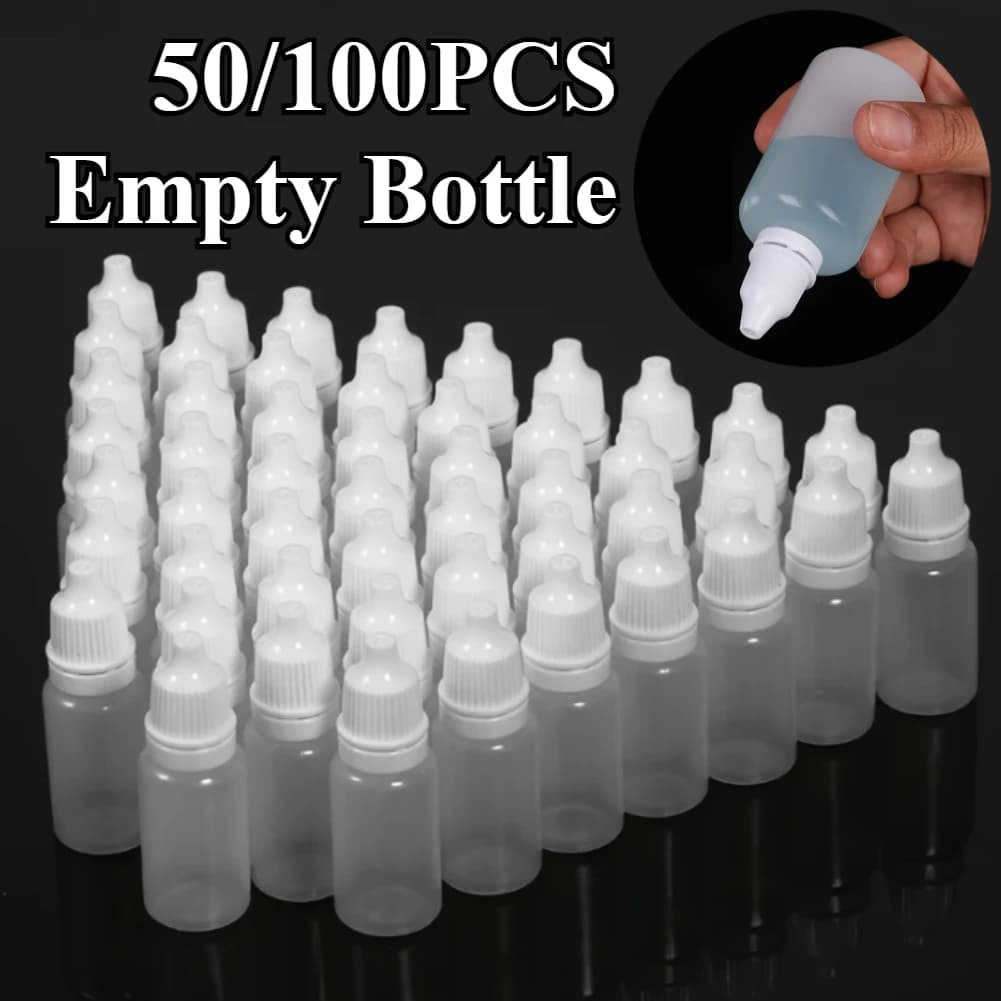 50/100PCS Plastic Dropper Bottle 5ml/10ml Portable Squeezable Semi-transparent Empty Refillable Bottles Travel Liquid Containers