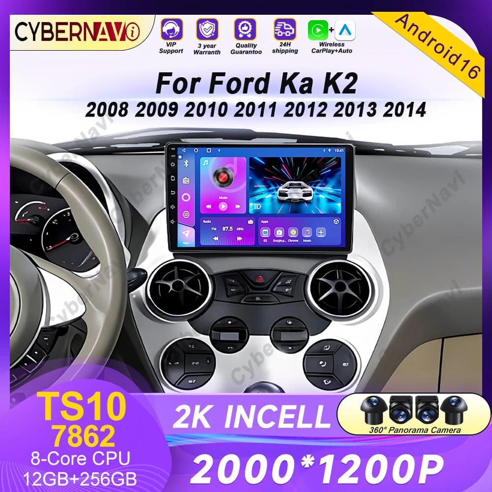 Autoradio Android per Ford Ka K2 2008 2009 2010 2011 - 2014 Carplay Android Auto Radio Lettore Multimediale GPS Navigazione DSP SWC