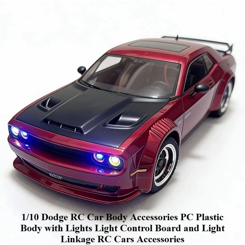 Accessories for Carrozzeria Auto RC Dodge 1/10, Body in Plastic PC with Lights, Control Card Lights and Connection Lights, Accessories for Auto RC