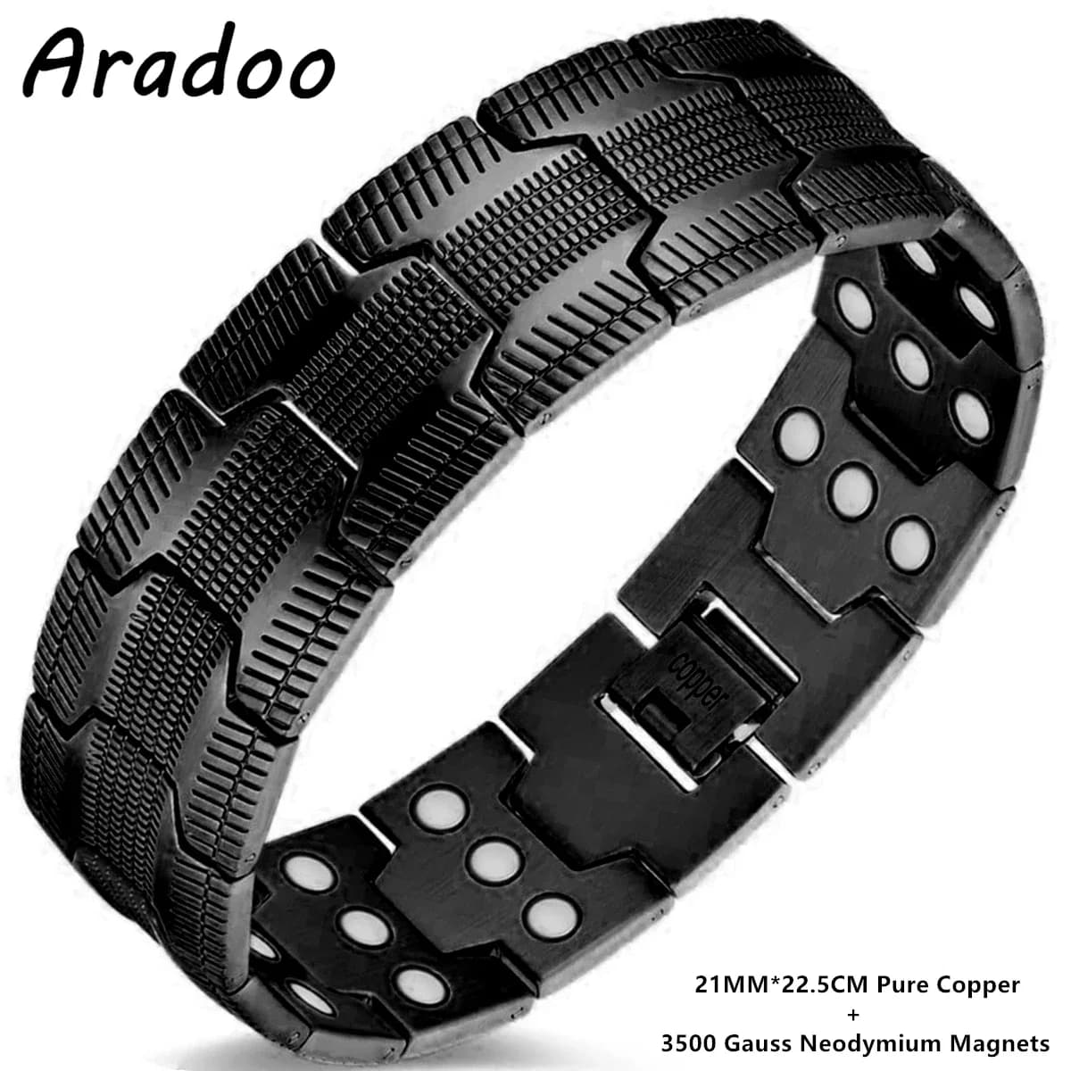 ARADOO Bracciale in rame puro per uomo Braccialetti magnetici vintage Bracciale regalo gioielli regolabile