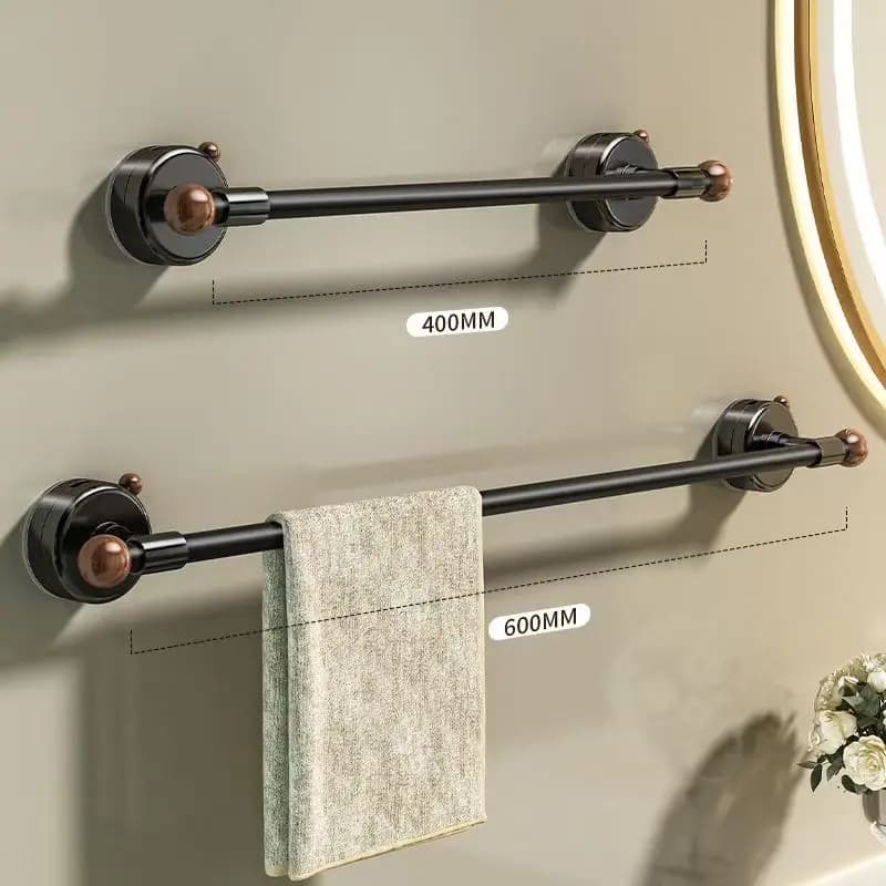 Black Walnut Accent Towel Rack Bar 400Mm 600Mm Self Adhesive No Drilling Wall Mounted Towel Holder Rail For Bathroom Kitchen