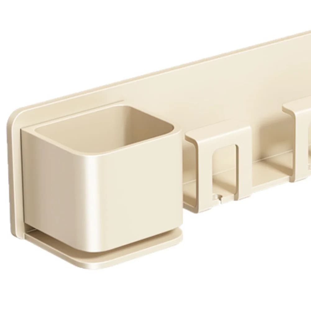 Wall Mounted Toothbrush Holder Strong Grip Space Aluminum Rustproof Storage Rack For Bathroom Cup Organizer