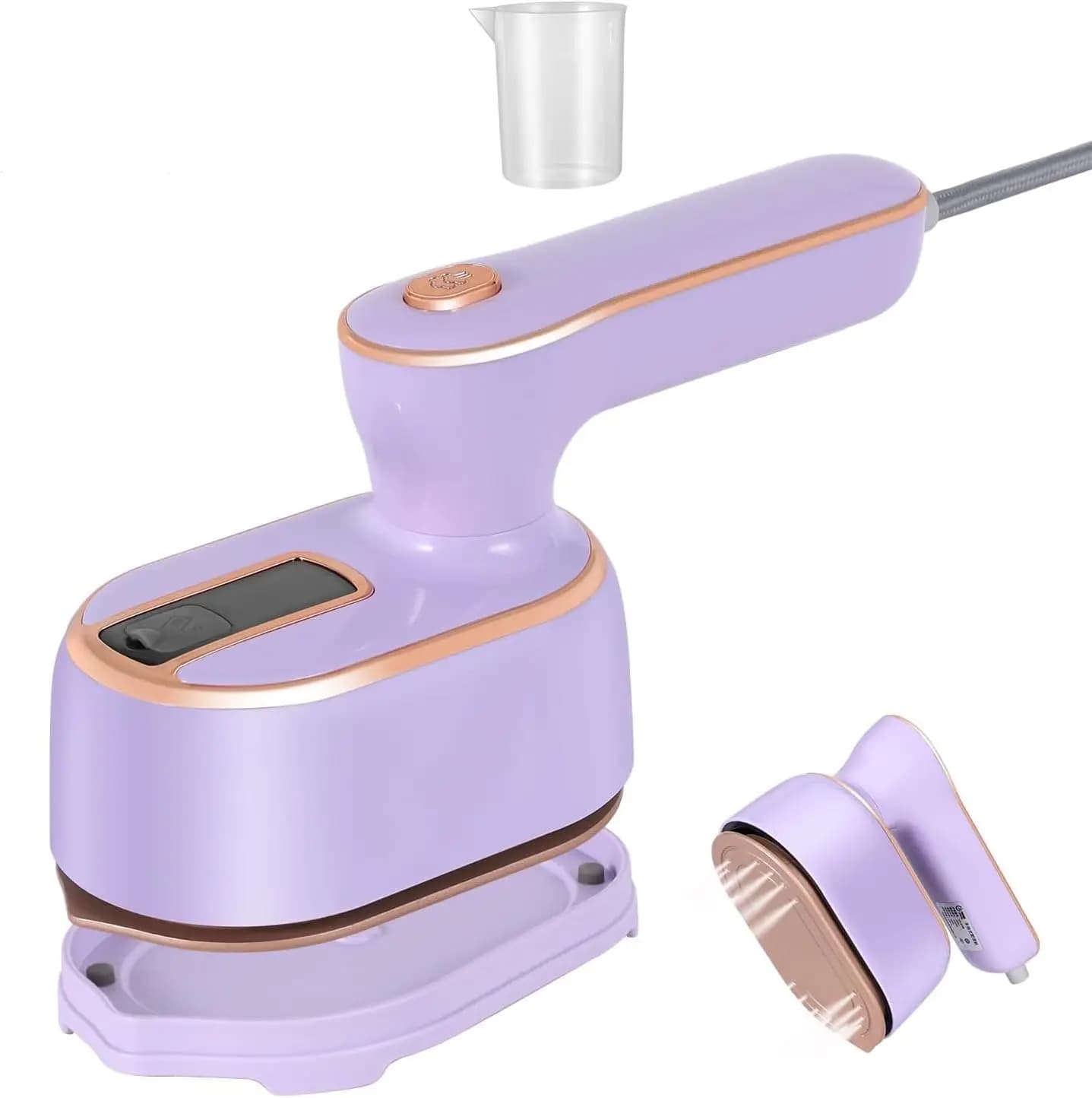 Ferro da Stiro a Vapore Portatile Mini per Vestiti, Stiratore da Viaggio con Funzione Asciutto/Bagnato, Manico Pieghevole (Viola)