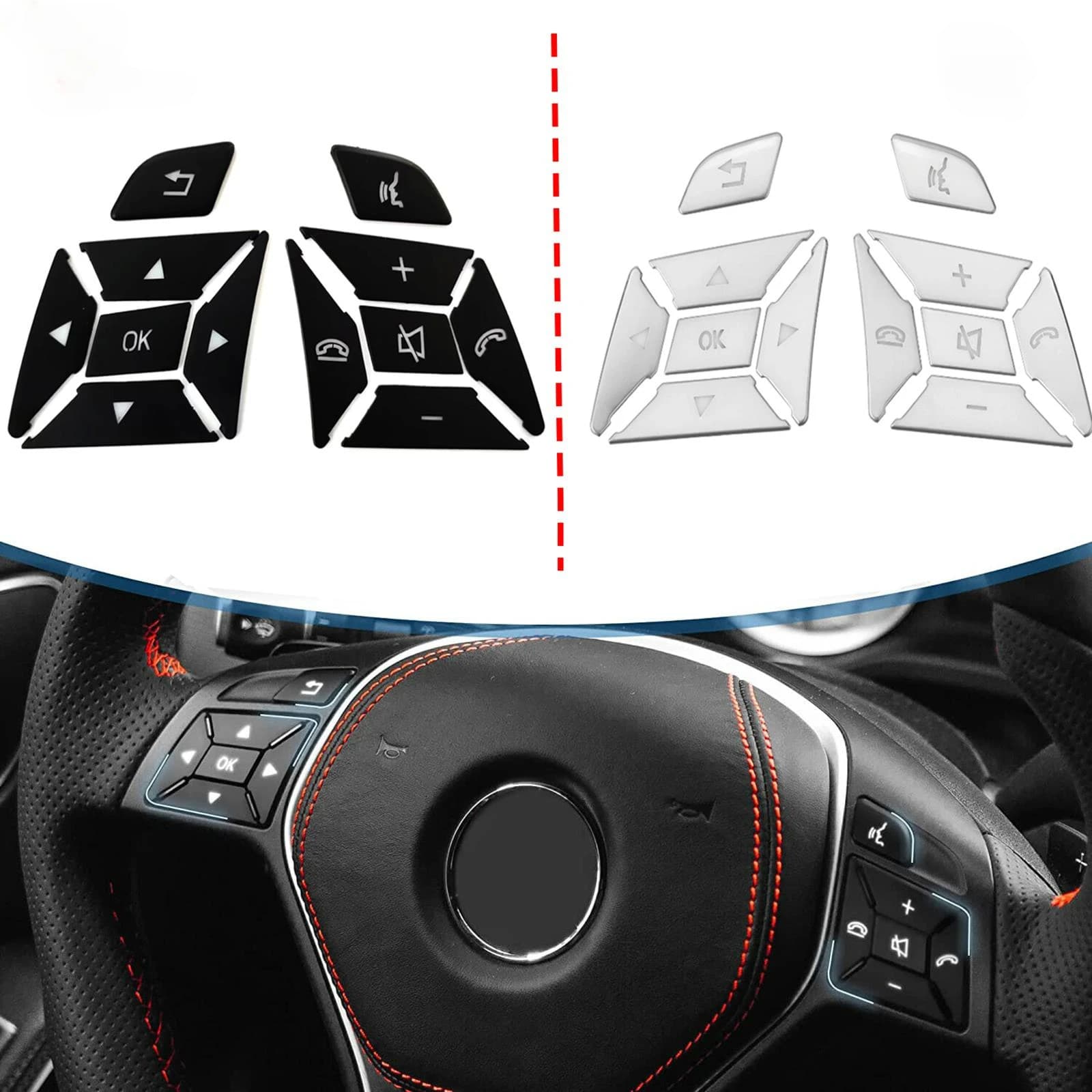Volante Interruttore Kit Pulsante Trim Copertura Adesivo Accessori Auto Per Mercedes-Benz CLA GLA 2014 2015 Classe E W212 2010-2014
