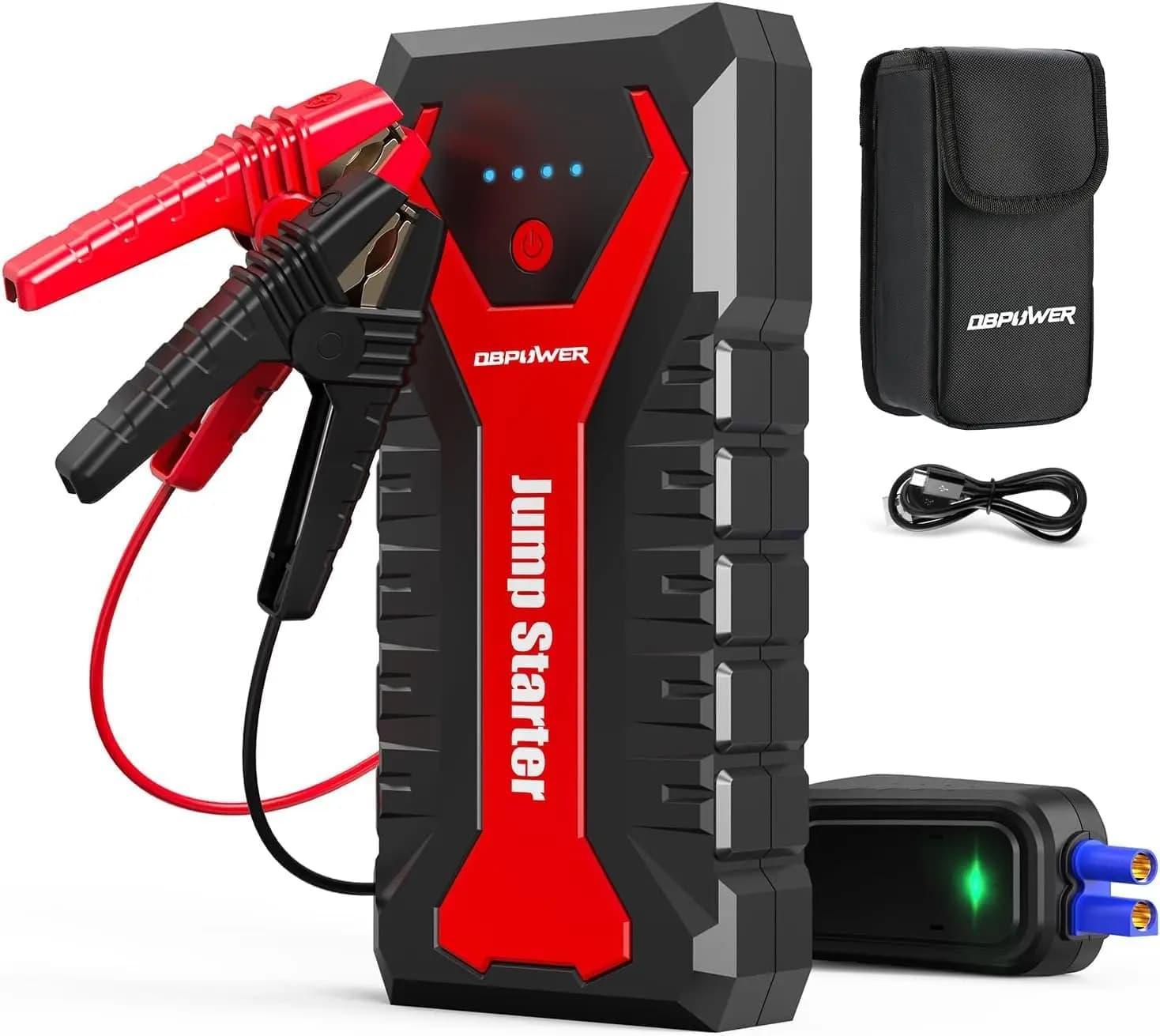 Avviatore portatile per auto 3000A, agli ioni di litio da 80,66 Wh, 12 V, con morsetti intelligenti, ricarica rapida, luce LED, custodia