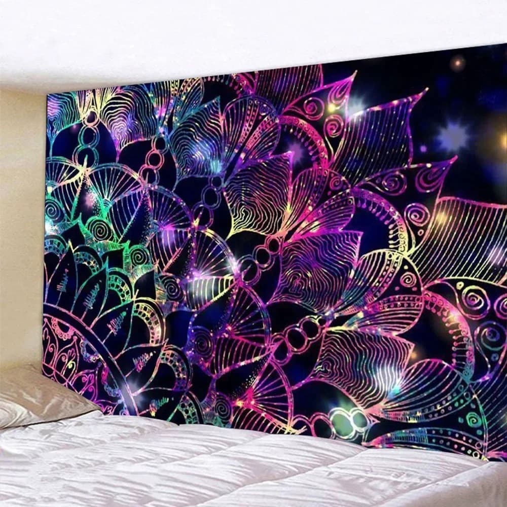 Hippie Bohemian Psychedelic Floor Mandala Wall Hanging Bed linen Tape Tape Wall Mat Yoga Mats Esthetic Room Decoration