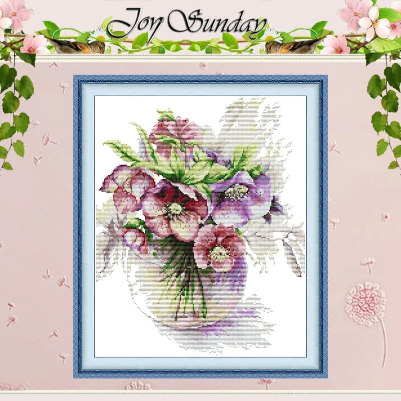 Malus Spectabilis Flower Patterns Counted Cross Stitch Set DIY 11CT 14CT 16CT Stamped DMC Cross-stitch Kit Embroidery Needlework