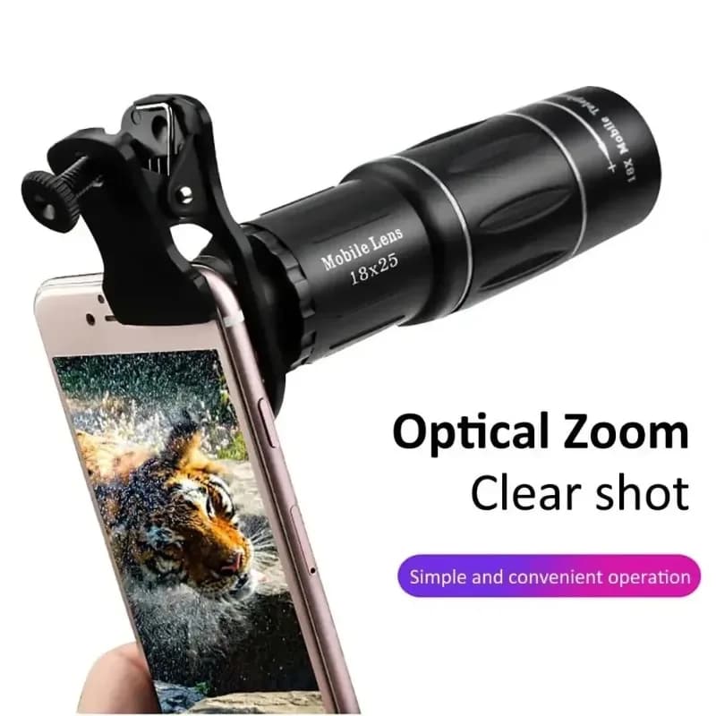 Obiettivo Teleobiettivo Universale 18x con Clip per Fotocamera Smartphone per Concerti - Zoom Esterno
