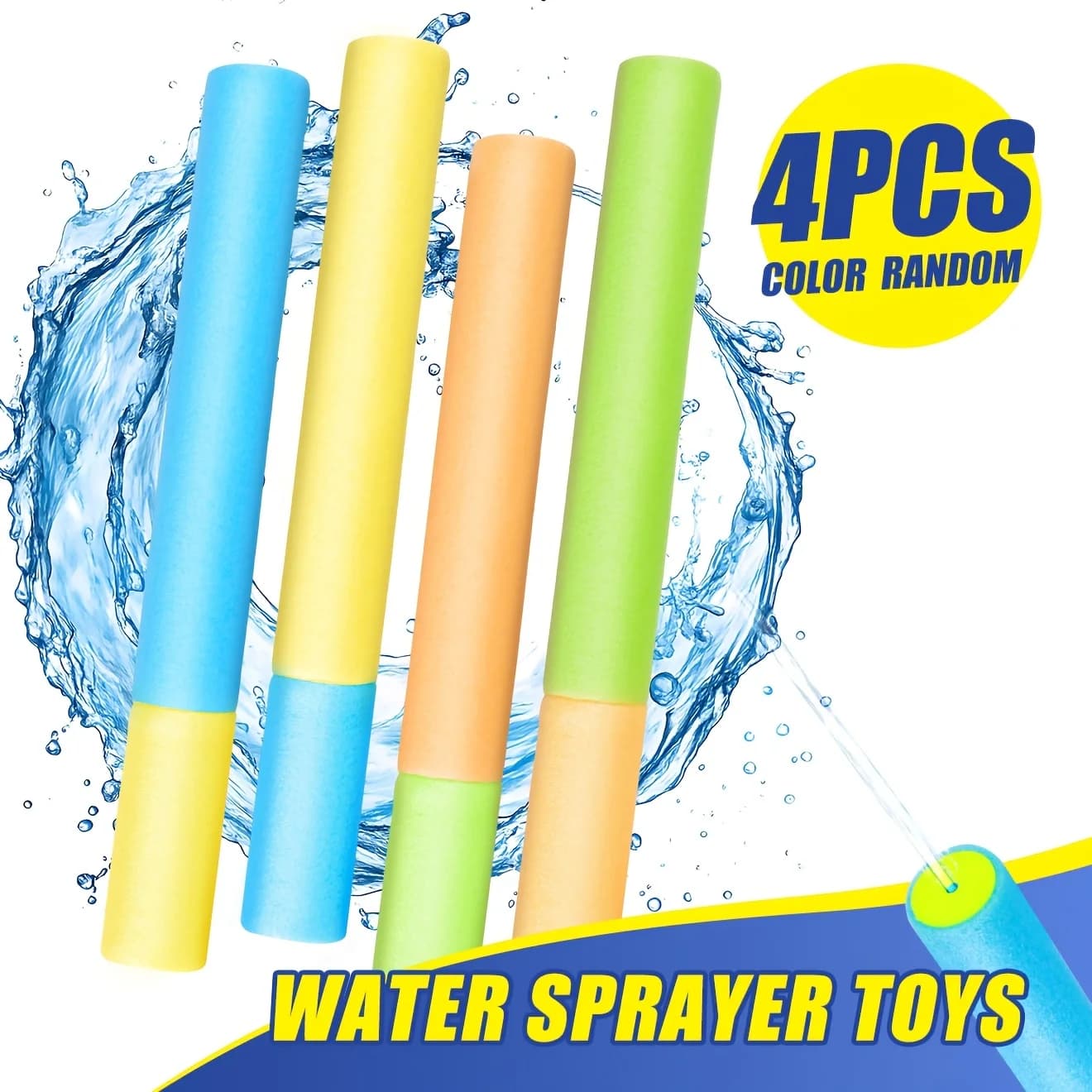 Set di 4 Giocattoli per Piscina | Set di pistole ad acqua | Tubi Estraibili per Spruzzatore d'Acqua dai Colori Vivaci | Giochi d'Acqua Estivi per Piscina, Spiaggia e Giardino