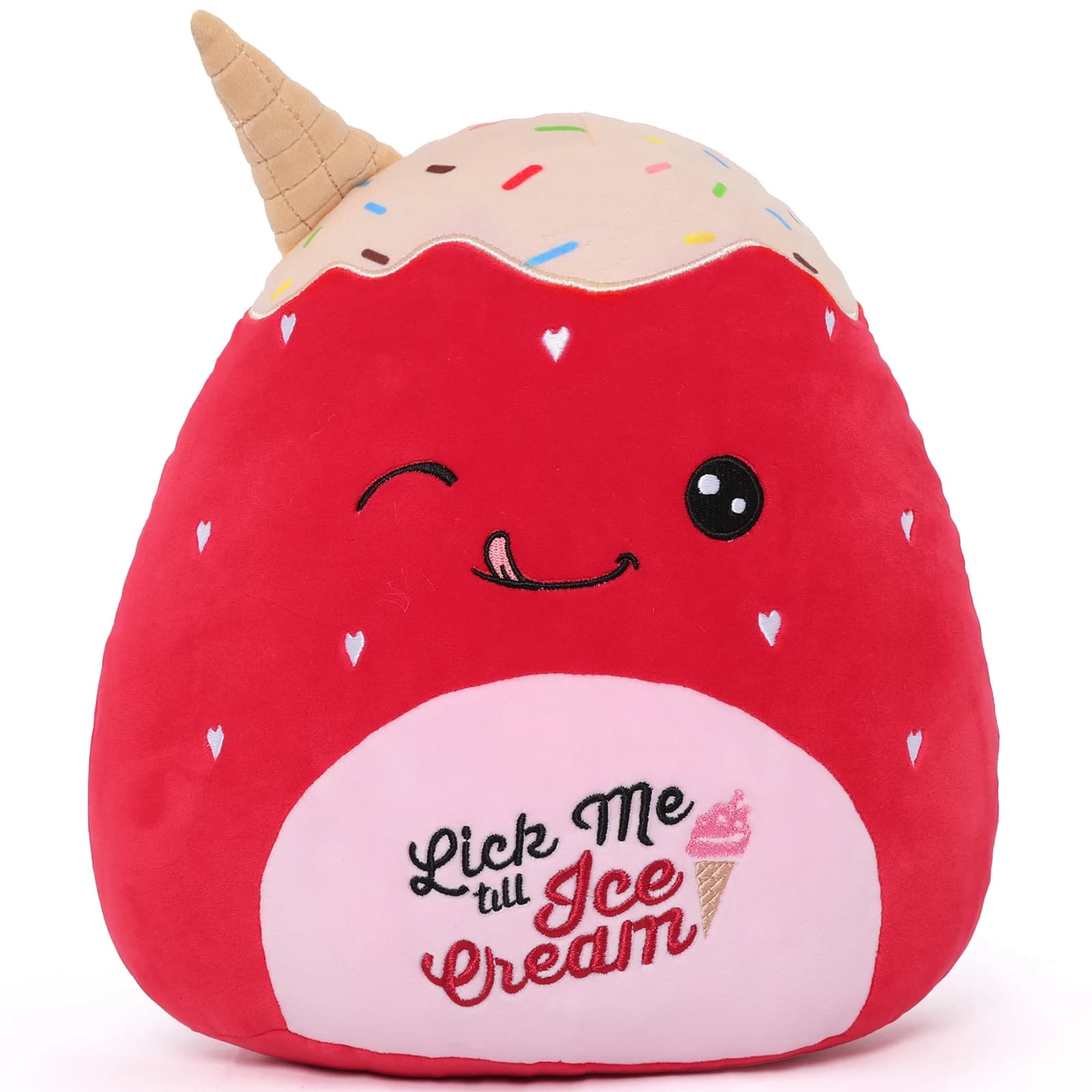 Tezituor Peluche Gelato Alla Fragola 12 pollici Morbido Peluche Alla Fragola Peluche Cuscino Squishy Bambola Che Abbraccia Cuscino per I Bambini