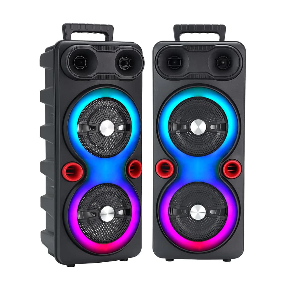 Altoparlante Portatile da Esterno BT 5.0, Subwoofer Stereo da 6,5 Pollici, Macchina per Karaoke con LED, AUX, Microfono, Radio FM, Sistema DJ con Bassi Potenti