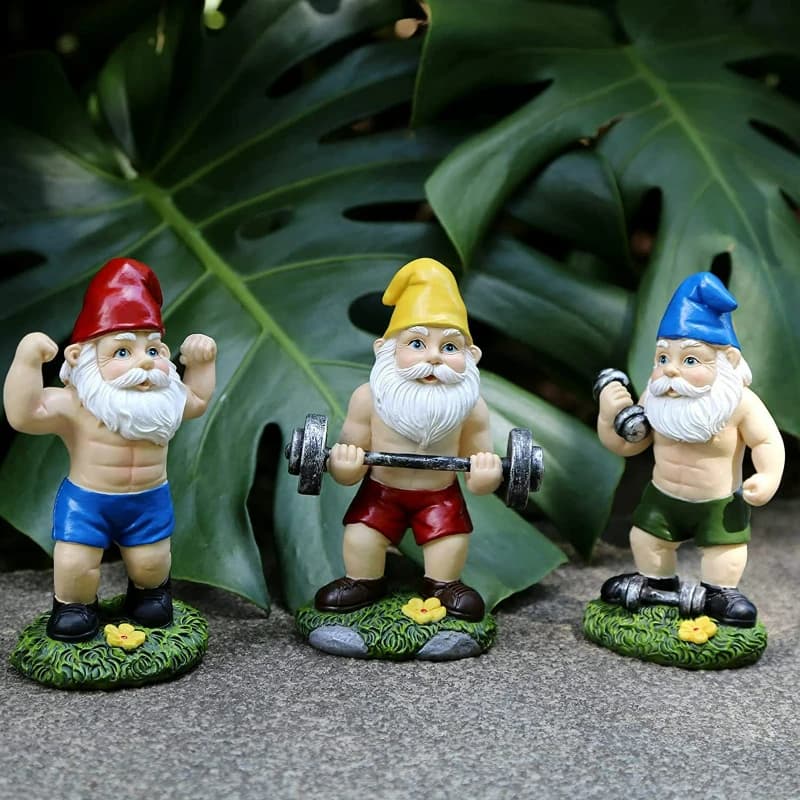 Mini carino creativo impertinente gnomo nano decorazione del giardino statua nano sexy divertente manubri sollevamento pesi decorazione accessori 2025 nuovo
