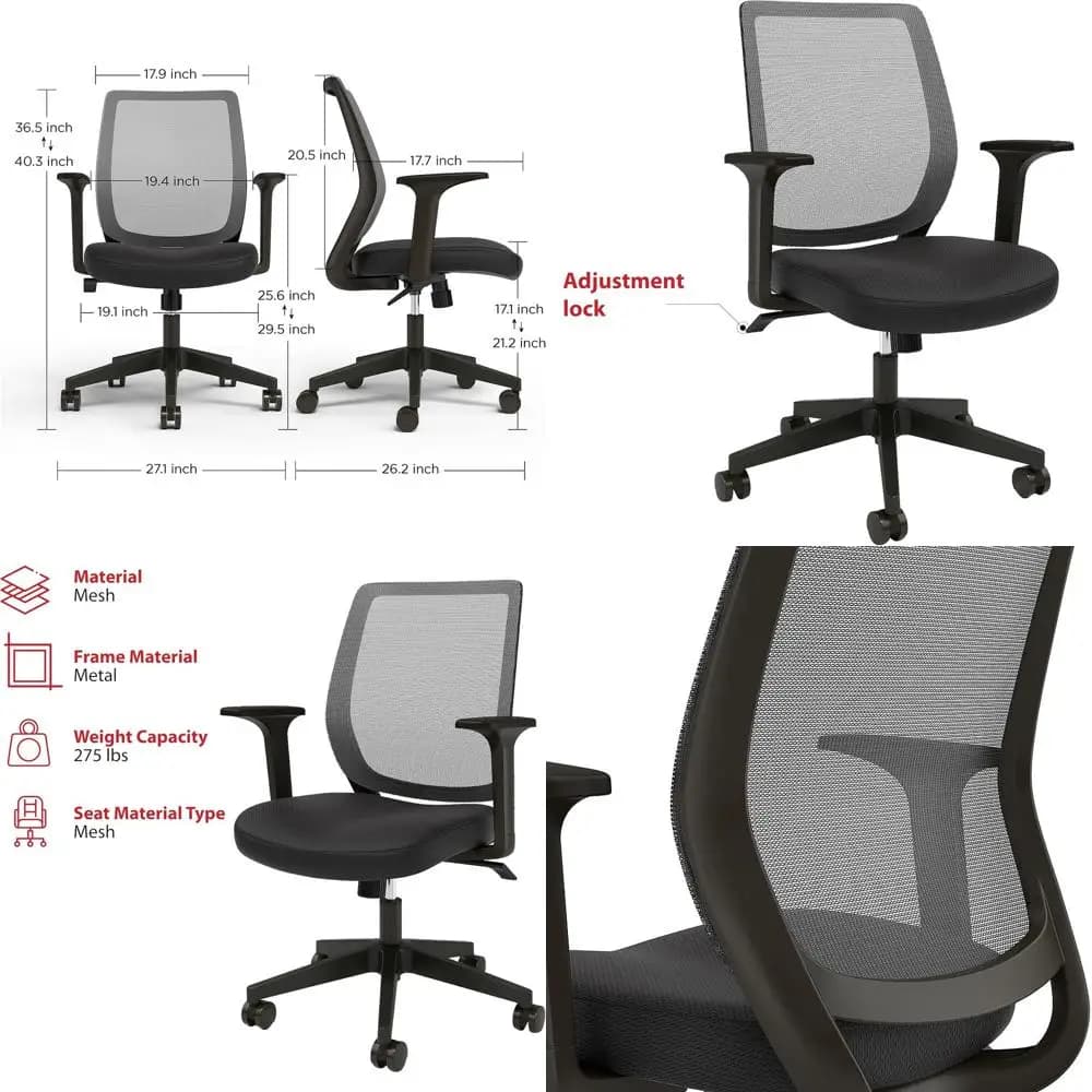 Sedia Girevole Ergonomica in Tessuto con Altezza e Inclinazione Regolabili, Ideale per Ufficio o Gaming
