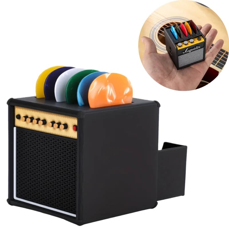 Scatola portaoggetti portatile per plettri per chitarra Porta plettri per chitarra stampato in 3D con cassetto Organizzatore per plettri antipolvere per plettri per chitarra da 2,0 mm