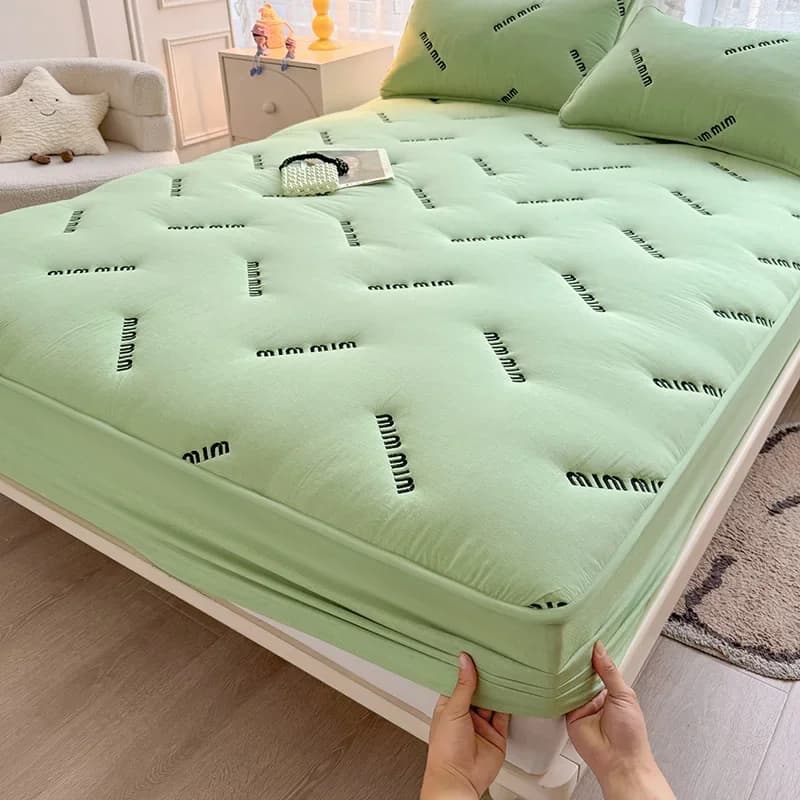 Coprimaterasso ricamato spesso 1 pezzo Lenzuolo trapuntato king size con fascia elastica Copriletto all-inclusive Lenzuolo queen size