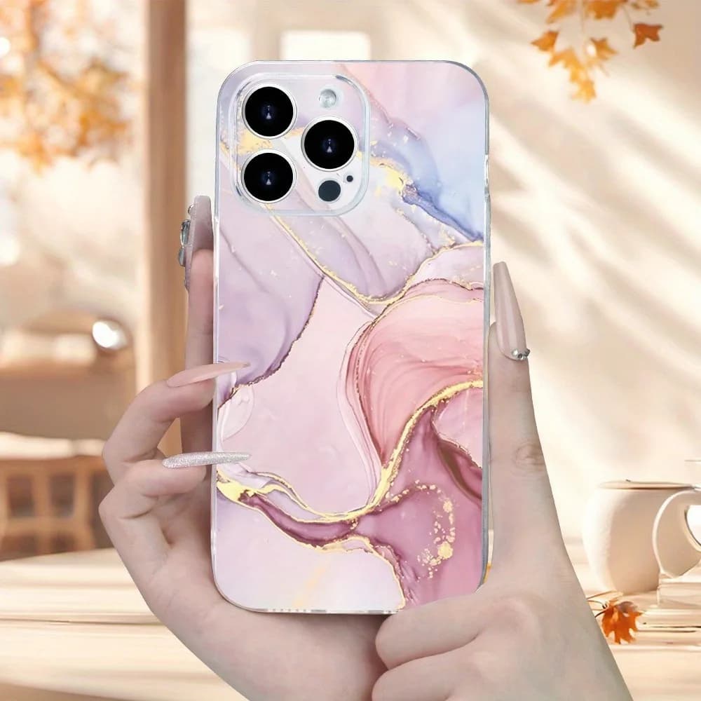 Modello in marmo rosa Nuova custodia per telefono in TPU trasparente alla moda, adatta per iPhone 17 Air Pro Max iPhone 16 15 14 13 12 11 XS Xr X 7 8 12/13 Mini Plus Pro Max Se, compleanno/San Valentino/Regalo per fidanzato/fidanzata