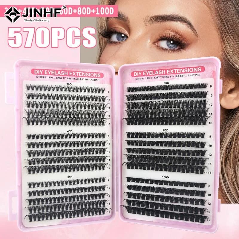 570 pz Finte Ciglia a Ciuffetti Individual 30D/40D/50D/60D for Extension Fai da Te a Casa - Makeup Extension Ciglia a Ciuffetti