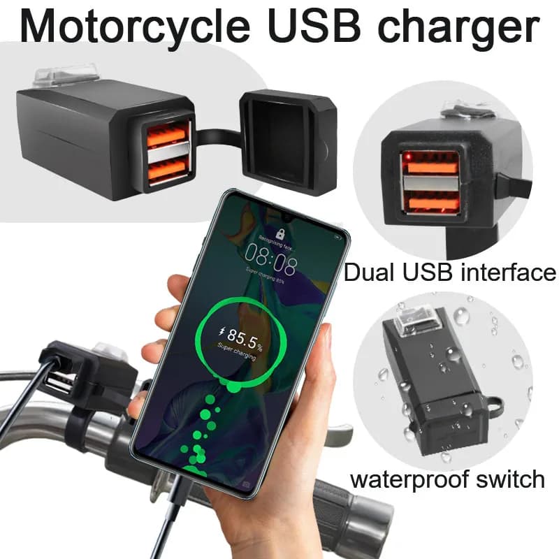 Manubrio bici elettrico caricatore USB per auto multifunzionale impermeabile modifica moto smartphone interfaccia di ricarica rapida
