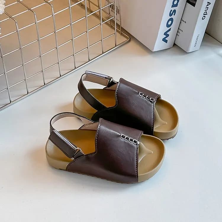 Sandali per Bambini, Scarpe Estive alla Moda 1-3-6 Anni, Sandali Aperti in Pelle PU Opaca per Bambine, Ciabatte per Bambini