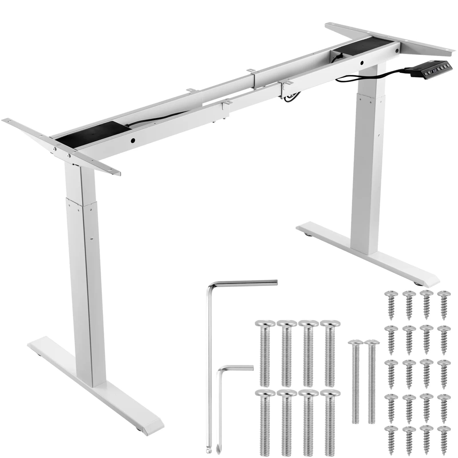 SucceBuy Telaio da scrivania in piedi Elettrico Stand Up Gambe da scrivania per computer Base ergonomica per workstation fai-da-te per Home Office Nero bianco
