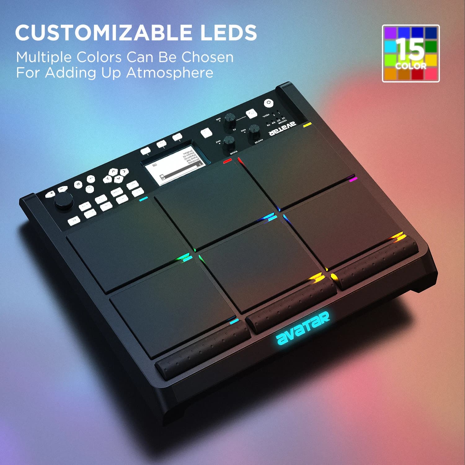 Avatar PD708 Sample Pad: Pad Elettrico per Batteria per Performance dal Vivo, 1000 Suoni Incorporati, 32 GB di Memoria, Effetti Integrati
