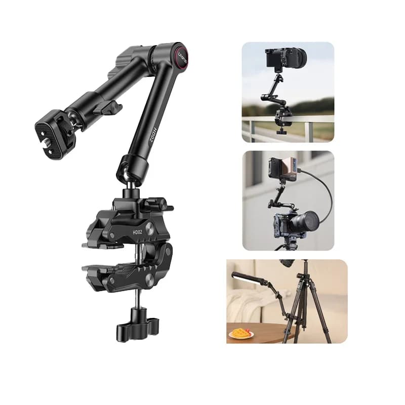 Kit Braccio Magico Ulanzi HD02 da 10 Pollici con Super Clamp e Vite da 1/4\" a 360° ° Supporto per Monitor con Testa a Sfera Regolabile, Supporto per Fotocamera