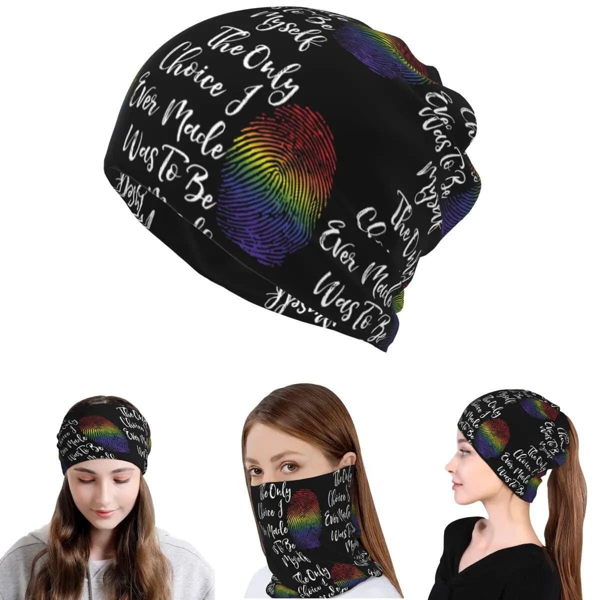 Bandana Arcobaleno con Glitter Finto, Bandiera LGBT Gay e Lesbica, Scaldacollo, Sciarpa Magica, Copricapo Caldo, Berretto per Uomini e Donne Adulti