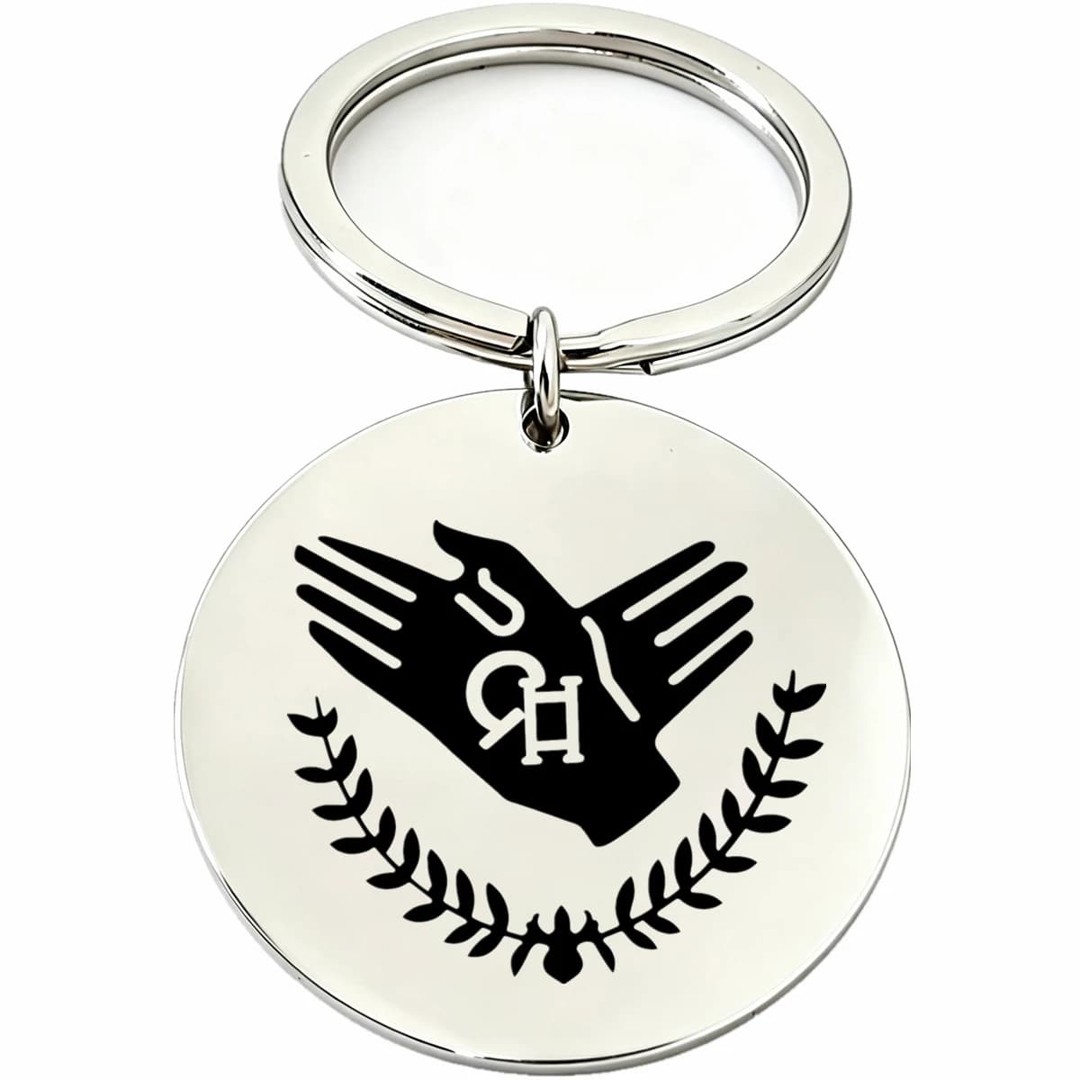 1Pc Stainless Steel Laser Engraved CH Postal Keychain Violet Ever Garden Round Keyring Cosplay Accessory Collect Fans Gift