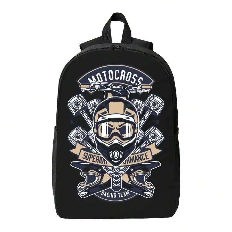 Motocross Racing Team Backpack Water Resistant College School Vintage Rock Style Printing Bookbag For Men Unisex